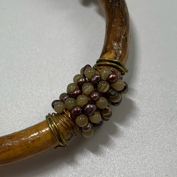 Bamboo Beaded Bangle Bracelet Boho Festival Modern - Picture 2 of 6